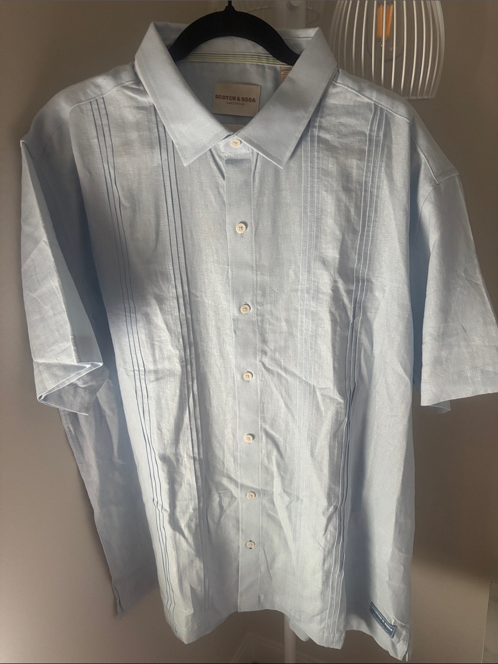 Scotch & Soda Pale Blue Short-Sleeve Button-Down Shirt